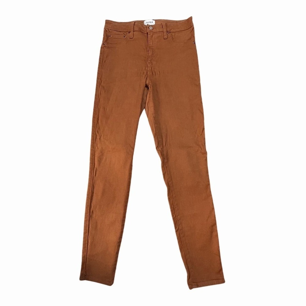 Pistola Jeans Womens Size 28 Brown Rust‎ High Rise Skinny Stretch Denim